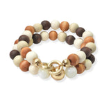 104349, WOOD BEADED MULTI LAYERED STRETCH BRACELET