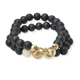 104349, WOOD BEADED MULTI LAYERED STRETCH BRACELET