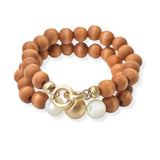 104349, WOOD BEADED MULTI LAYERED STRETCH BRACELET