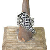 104390, WESTERN CHECKER PRINT LIGHTNING BOLT STRETCH RING