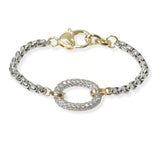 104428, 14K GOLD PLATED, OVAL PAVE CUBIC ZIRCONIA DESIGNER INSPIRED BRACELET