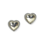 104435, 14K GOLD PLATED, HEART DESIGNER INSPIRED STUD EARRING