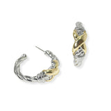 104440, 14K GOLD PLATED, X ACCENT DESIGNER INSPIRED HOOP EARRING