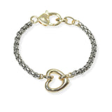 104442, 14K GOLD PLATED, CUTOUT HEART DESIGNER INSPIRED BRACELET