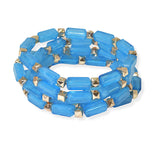 104456, RECTANGLE CELLULOID ACETATE MULTI LAYERED STRETCH BRACELET