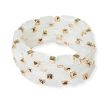 104456, RECTANGLE CELLULOID ACETATE MULTI LAYERED STRETCH BRACELET