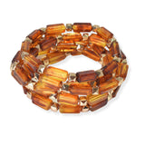 104456, RECTANGLE CELLULOID ACETATE MULTI LAYERED STRETCH BRACELET