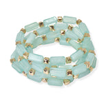 104456, RECTANGLE CELLULOID ACETATE MULTI LAYERED STRETCH BRACELET