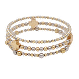 104459, CROSS ACCENT MULTI LAYERED BEADED STRETCH BRACELET