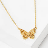 104463, GOLD DIPPED, "TILL YOU FLY" DAINTY BUTTERFLY NECKLACE