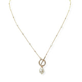 104468, FRESHWATER PEARL CHARM TOGGLE NECKLACE