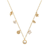 104473, PEARL MULTI CHARM NECKLACE