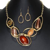 104489, OVAL CELLULOID ACETATE ACCENT ENAMEL NECKLACE
