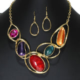 104489, OVAL CELLULOID ACETATE ACCENT ENAMEL NECKLACE