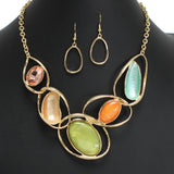 104489, OVAL CELLULOID ACETATE ACCENT ENAMEL NECKLACE