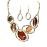 104489, OVAL CELLULOID ACETATE ACCENT ENAMEL NECKLACE