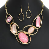 104489, OVAL CELLULOID ACETATE ACCENT ENAMEL NECKLACE