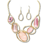 104489, OVAL CELLULOID ACETATE ACCENT ENAMEL NECKLACE