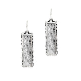 104530, FILIGREE ACCENT HAMMERED RECTANGLE DANGLE EARRING
