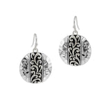 104535, ROUND FILIGREE ACCENT METAL DANGLE EARRING