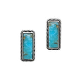 104536, WESTERN RECTANGLE TURQUOISE STONE POST EARRING