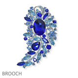 104570, FLOWER LEAF RHINESTONE PIN BROOCH
