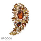 104570, FLOWER LEAF RHINESTONE PIN BROOCH