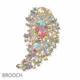 104570, FLOWER LEAF RHINESTONE PIN BROOCH