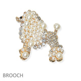 104593, POODLE PEARL WITH CRYSTAL RHINESTONE PIN BROOCH