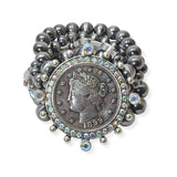 104599, WESTERN COIN NAVAJO BEADED STRETCH BRACELET