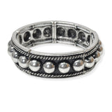 104601, WESTERN BALL TEXTURED METAL STRETCH BRACELET