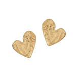 104617, HEART HAMMERED METAL POST EARRING