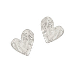 104617, HEART HAMMERED METAL POST EARRING