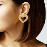 104618, HEART TEXTURED METAL POST EARRING