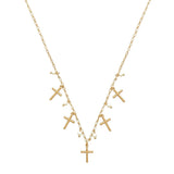 104626, CROSS WITH PEARL CHARM NECKLACE