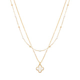 104627, CLOVER CHARM DOUBLE LAYERED NECKLACE