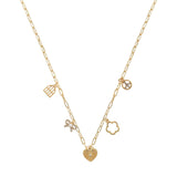 104628, HEART MULTI CHARM NECKLACE