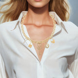 104630, PAVE KEY & LOCK CHARM NECKLACE