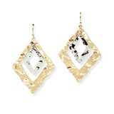 104638, GEOMETRIC HAMMERED METAL DANGLE EARRING