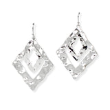 104638, GEOMETRIC HAMMERED METAL DANGLE EARRING