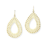 104639, TEARDROP LEATHER WRAPPED ACCENT DANGLE EARRING