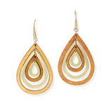 104643, TEARDROP WOOD TRIM DANGLE EARRING