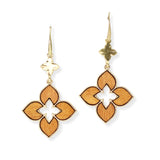 104644, CLOVER WOOD TRIM ACCENT DANGLE EARRING
