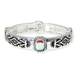 104749, TRIBAL ENGRAVED WITH RHINESTONE ACCENT STRETCH BRACELET