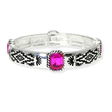 104749, TRIBAL ENGRAVED WITH RHINESTONE ACCENT STRETCH BRACELET