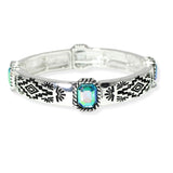 104749, TRIBAL ENGRAVED WITH RHINESTONE ACCENT STRETCH BRACELET
