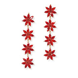104760, FLOWER RHINESTONE DROP DANGLE EARRING