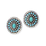 104771, WESTERN OVAL TURQUOISE STONE POST EARRING