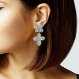 104774, FLOWER CRYSTAL RHINESTONE DANGLE EARRING