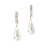 104778, PEARL WITH CUBIC ZIRCONIA DANGLE EARRING